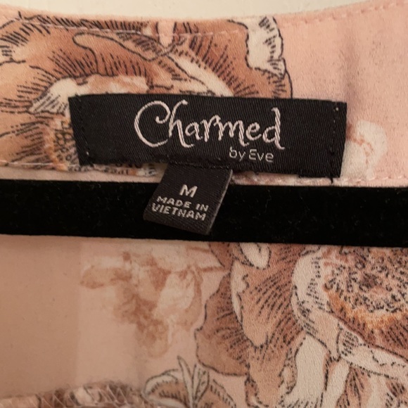 Light Pink Floral Blouse with roll tab sleeves - Picture 2 of 5